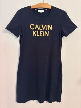 Calvin Klein Gold Logo T-shirt Dress